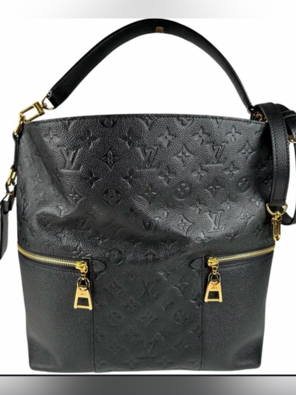 Black Embossed Monogram Shoulder Bag